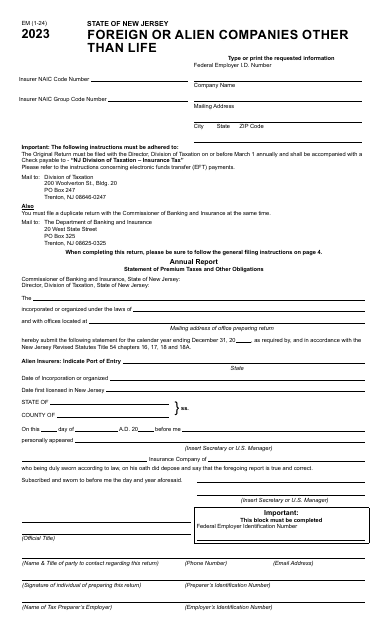 Form EM 2023 Printable Pdf
