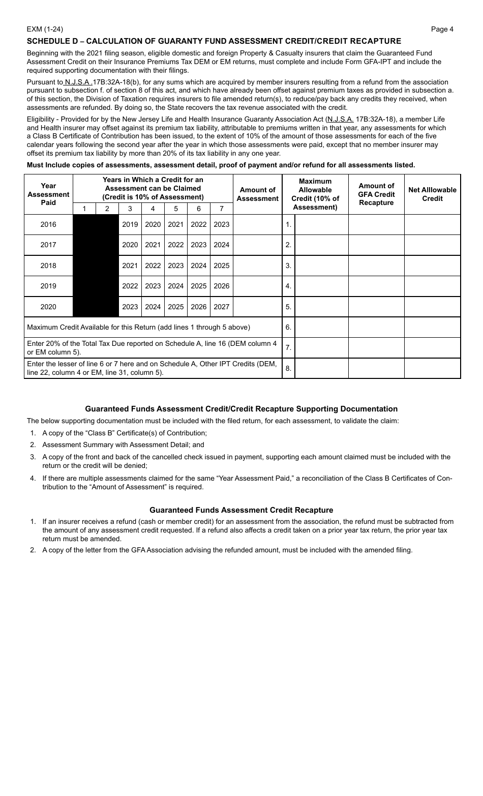 Form EXM Foreign or Alien Companies - New Jersey, Page 4