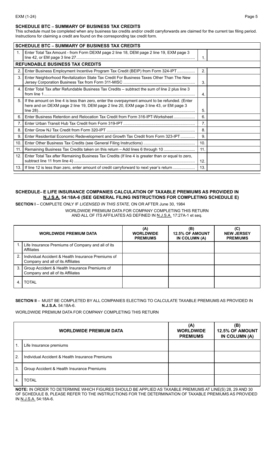 Form EXM Foreign or Alien Companies - New Jersey, Page 5