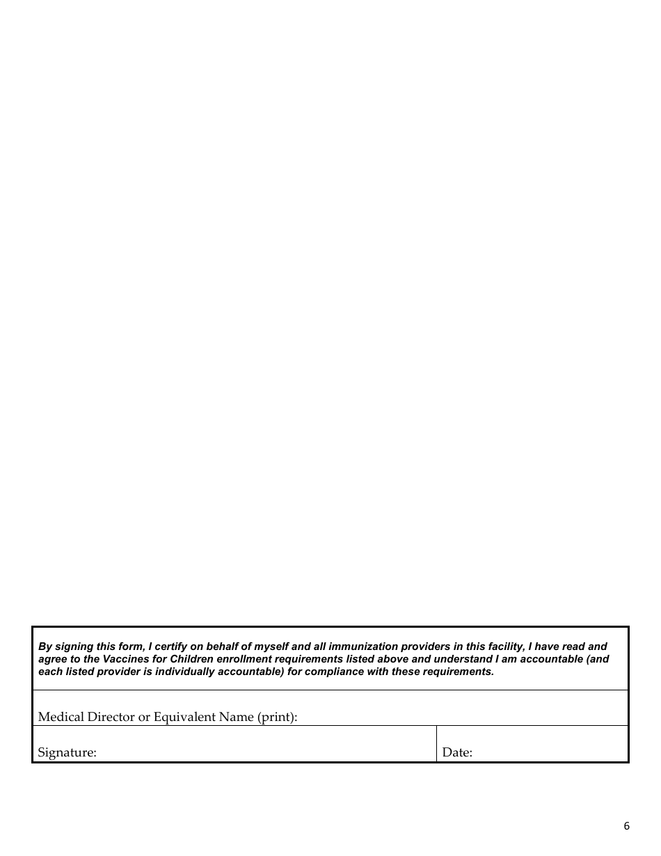 Vaccines for Children Program Provider Agreement - Florida, Page 6