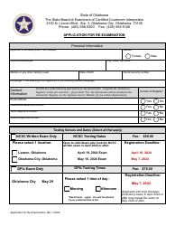 Document preview: Application for Re-examination - Registered Courtroom Interpreter Training Program - Oklahoma, 2024