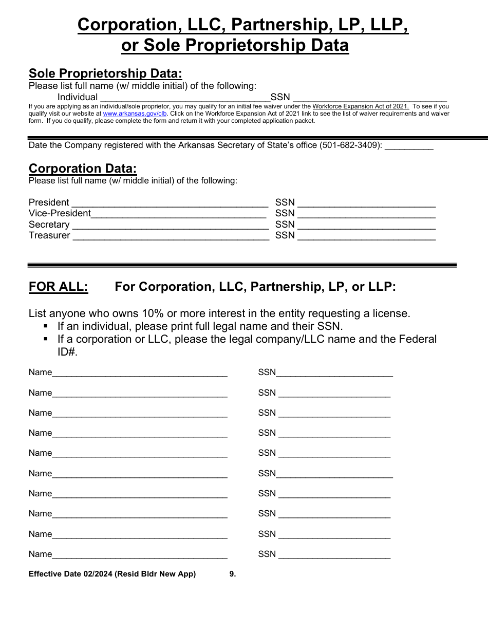 Residential Builders New Application - Arkansas, Page 9