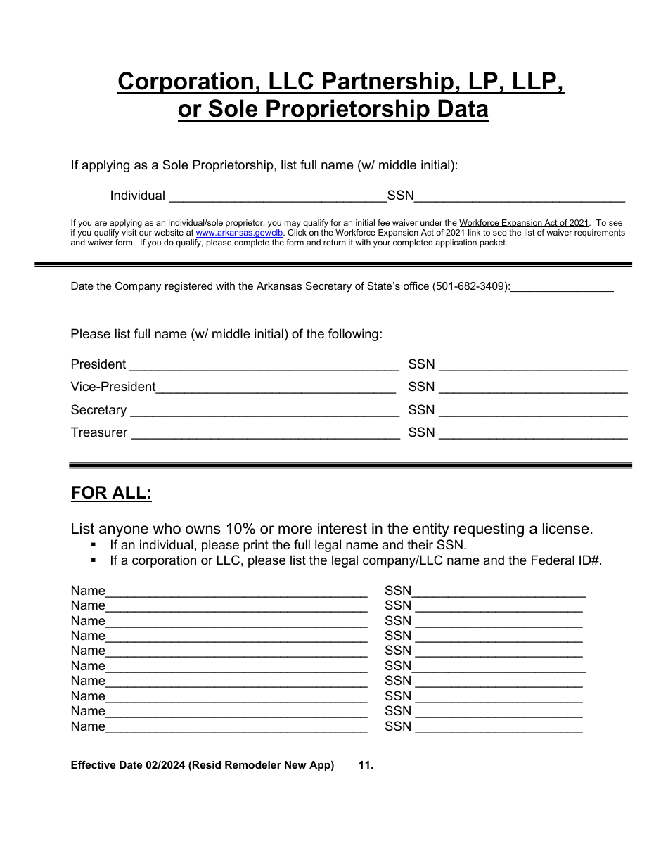 Residential Remodeler New Application - Arkansas, Page 11