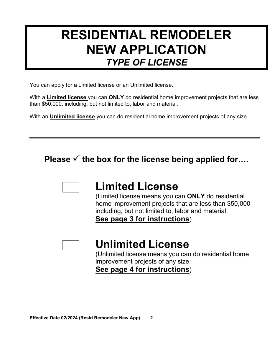 Residential Remodeler New Application - Arkansas, Page 2