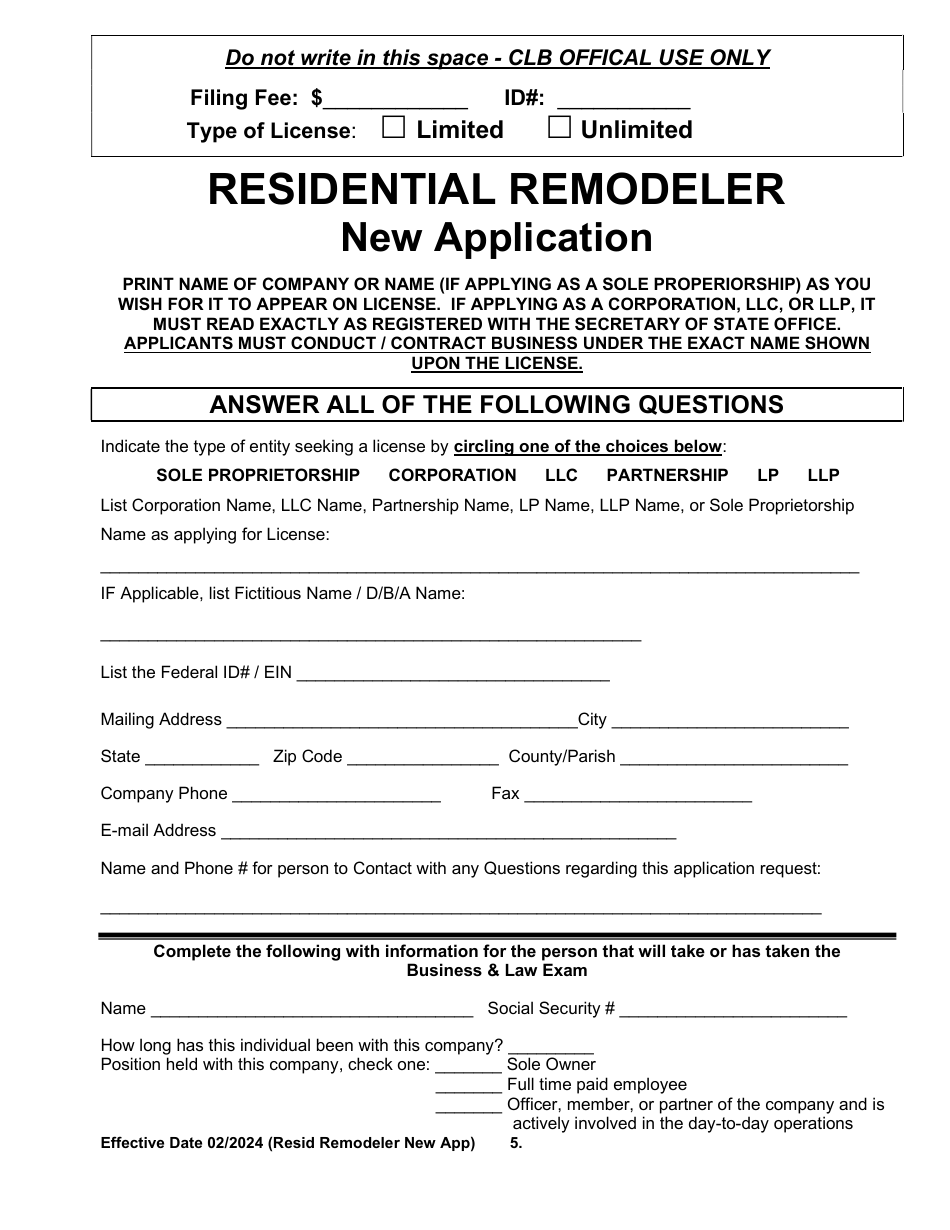 Residential Remodeler New Application - Arkansas, Page 5