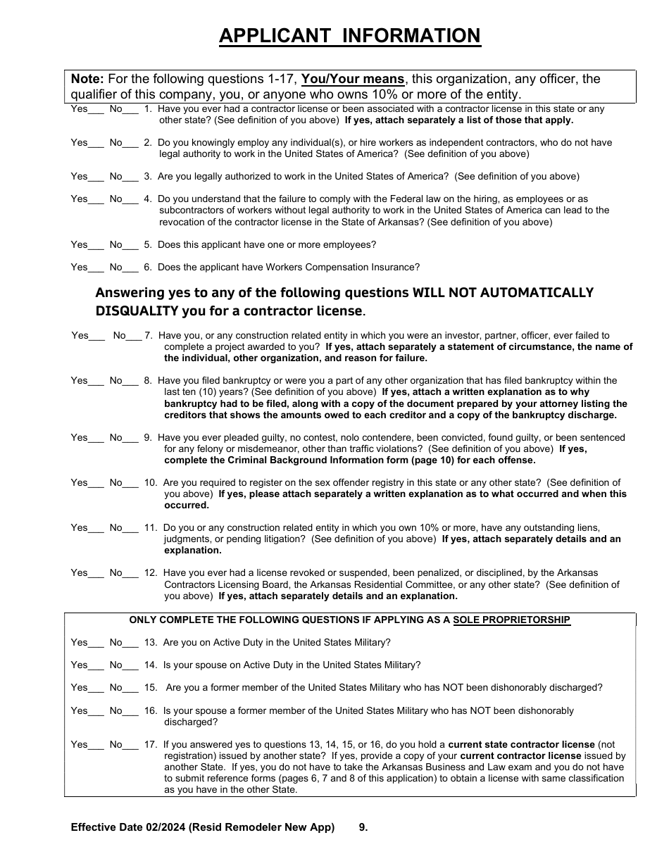 Residential Remodeler New Application - Arkansas, Page 9