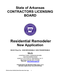 Document preview: Residential Remodeler New Application - Arkansas