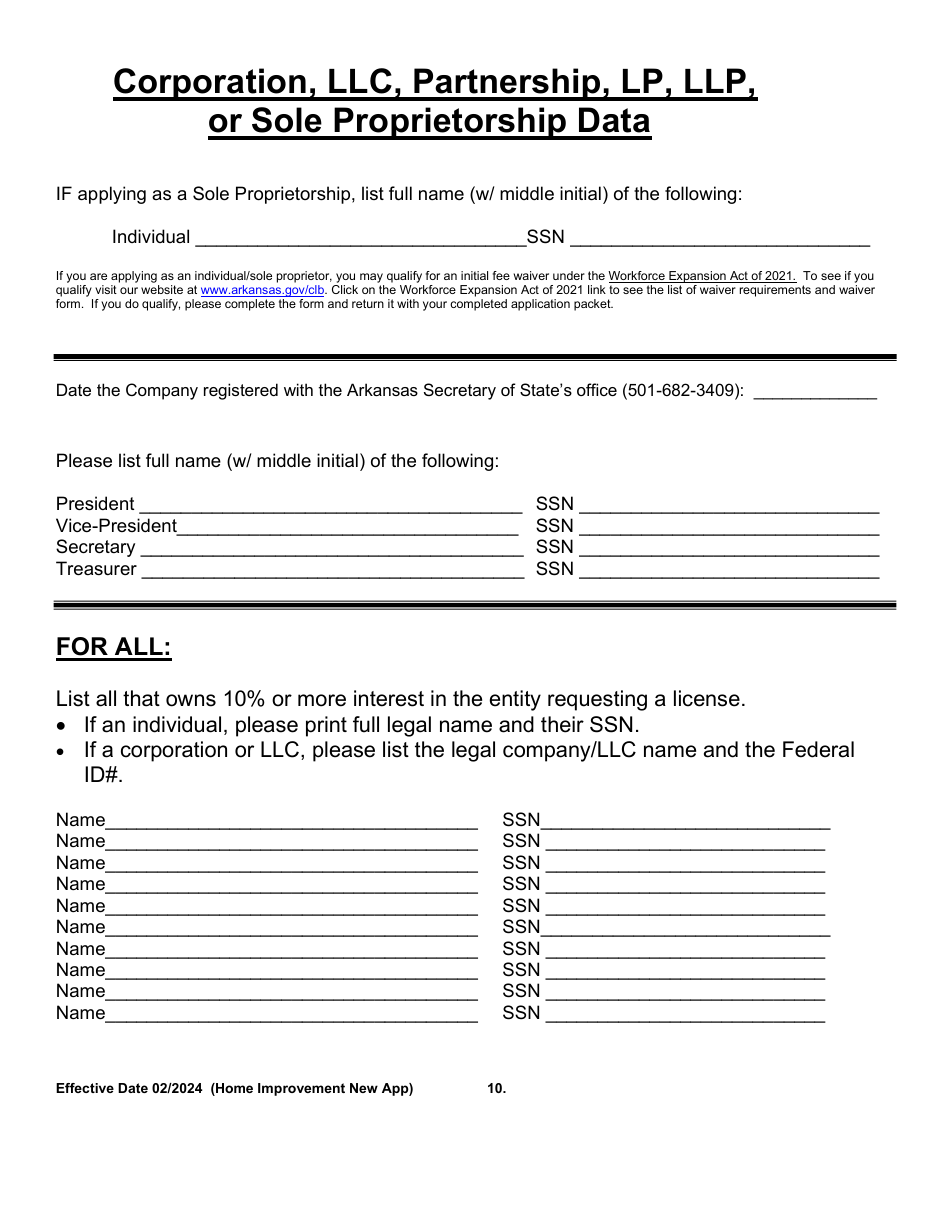 Home Improvement Specialty New Application - Arkansas, Page 10