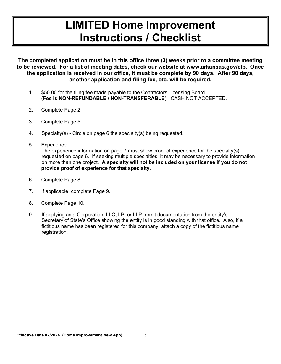 Home Improvement Specialty New Application - Arkansas, Page 3