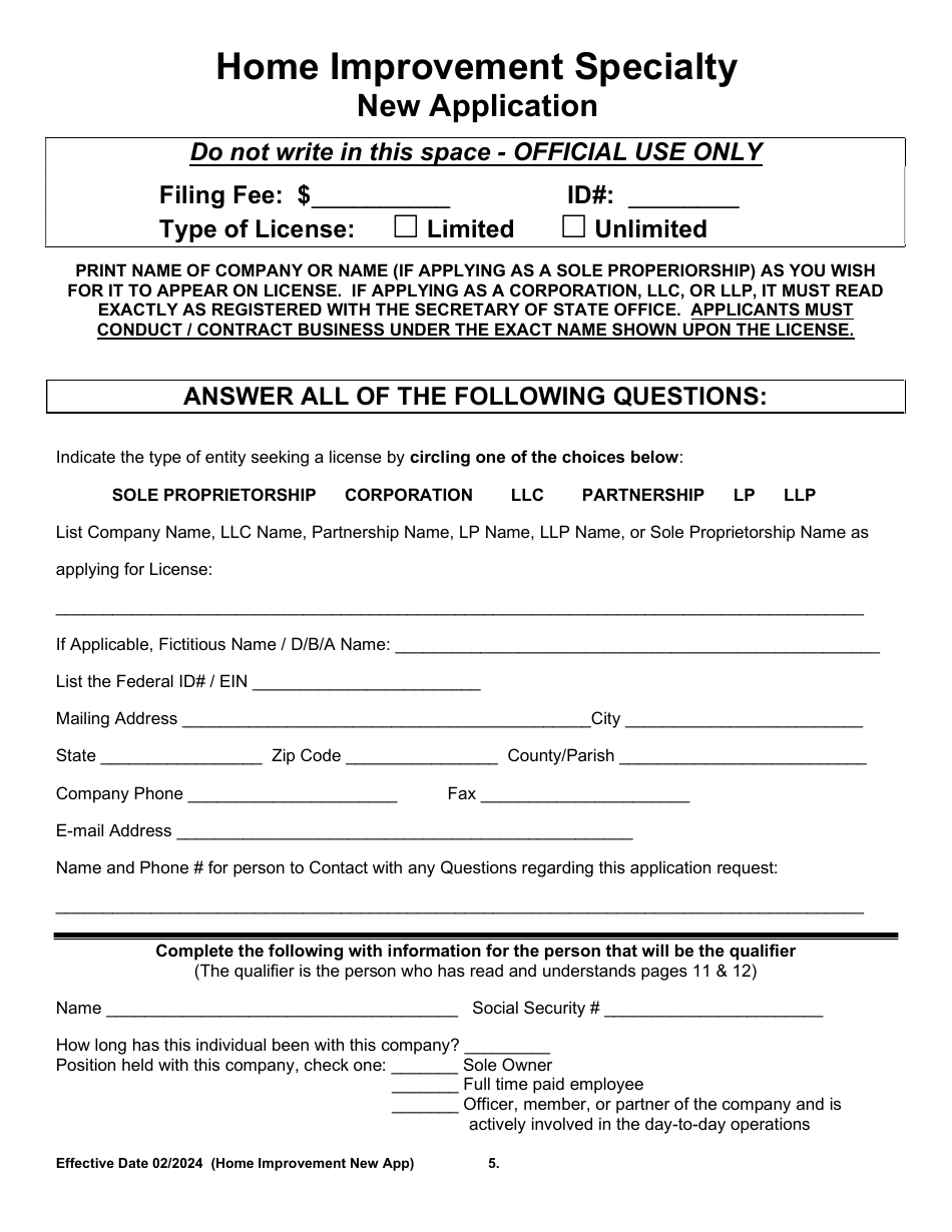 Home Improvement Specialty New Application - Arkansas, Page 5