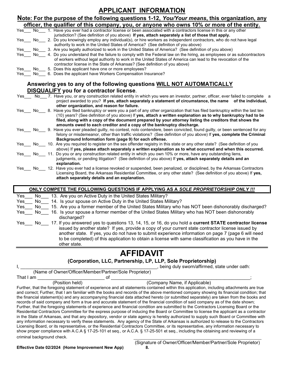 Home Improvement Specialty New Application - Arkansas, Page 8