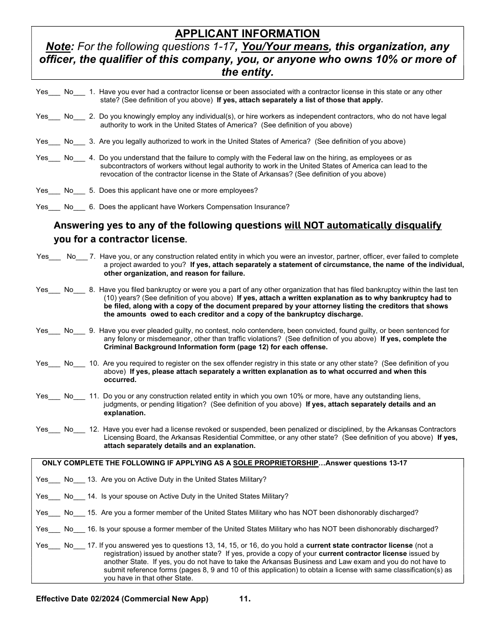 Commercial New Application - Arkansas, Page 11