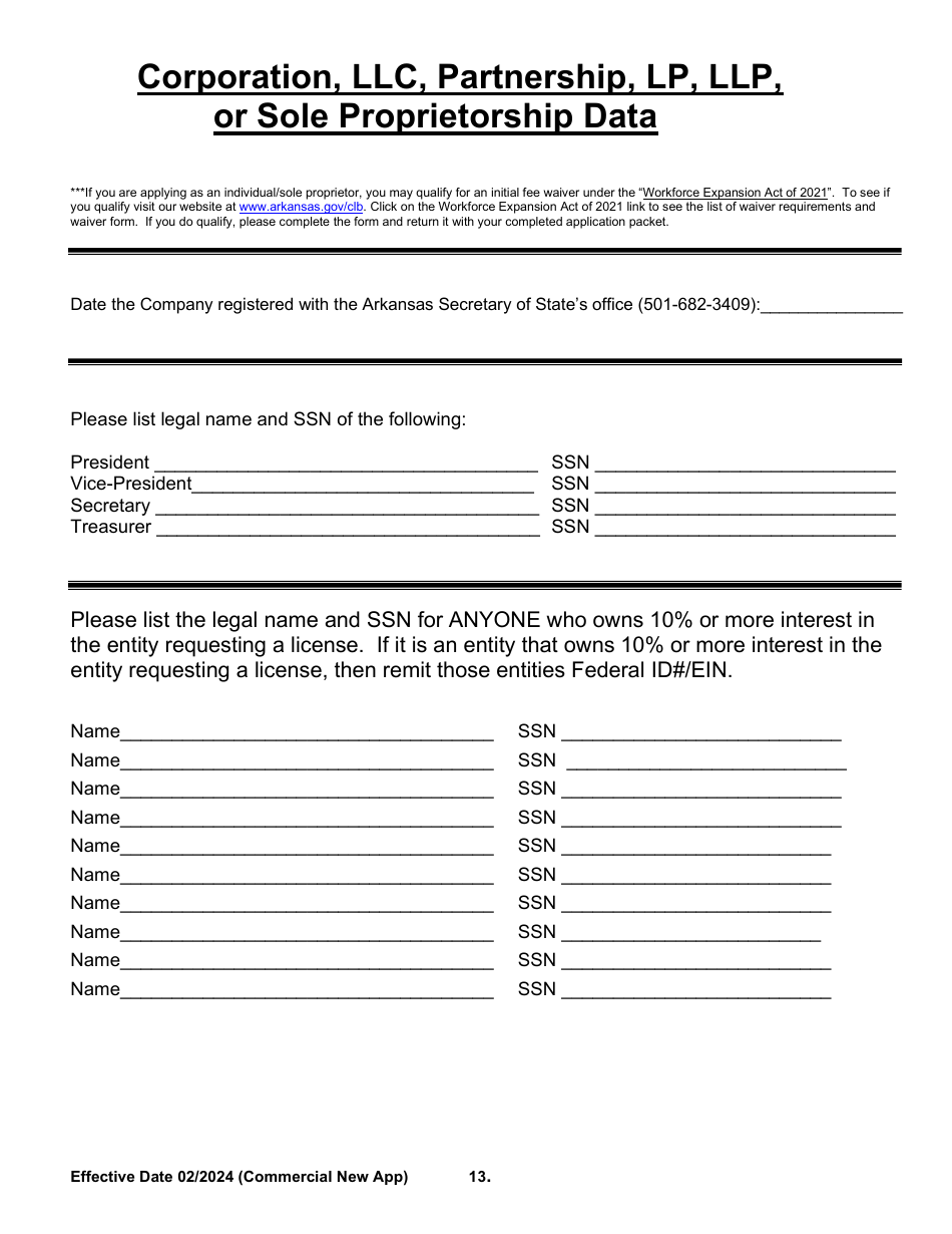 Commercial New Application - Arkansas, Page 13