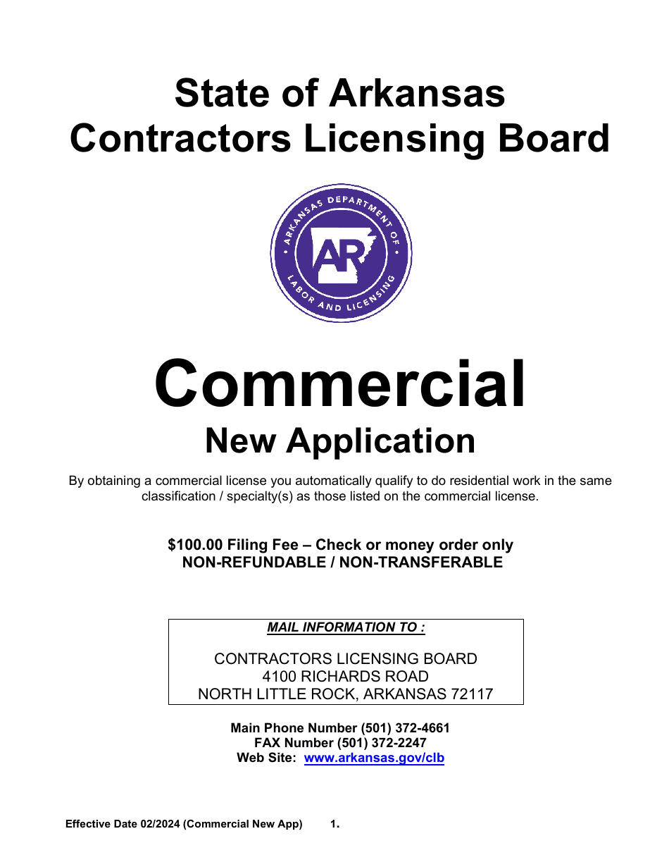 Commercial New Application - Arkansas, Page 1