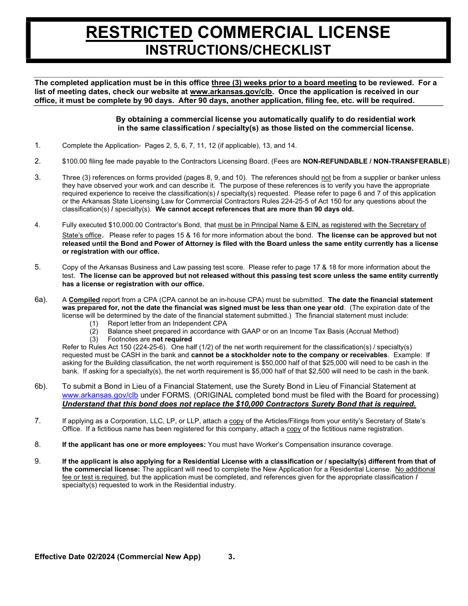 Commercial New Application - Arkansas, Page 3