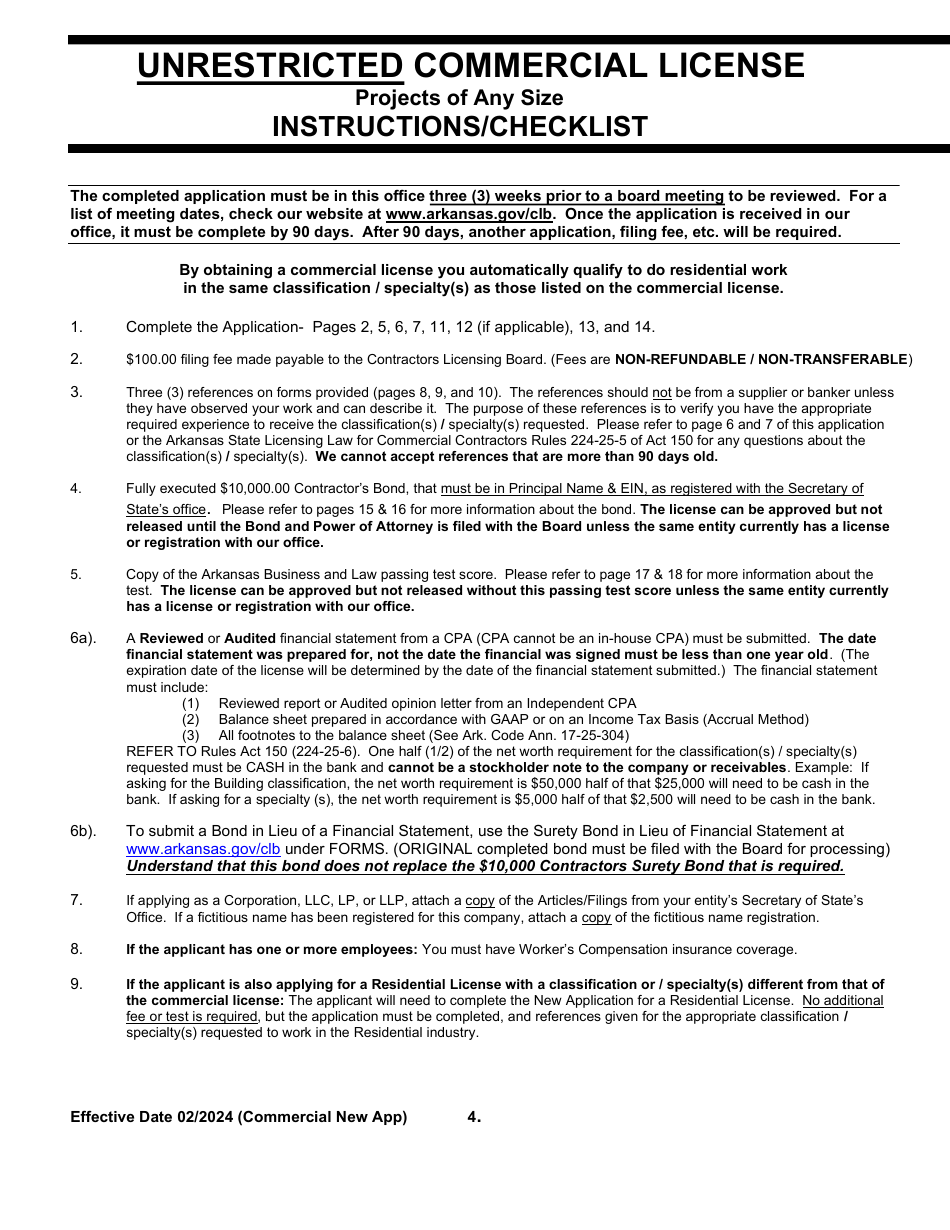 Commercial New Application - Arkansas, Page 4