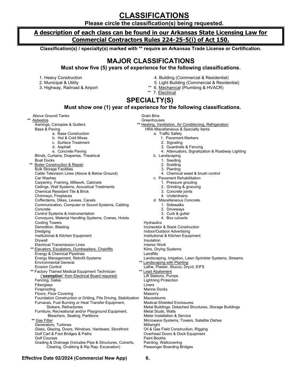 Commercial New Application - Arkansas, Page 6