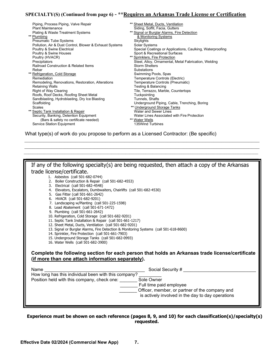 Commercial New Application - Arkansas, Page 7