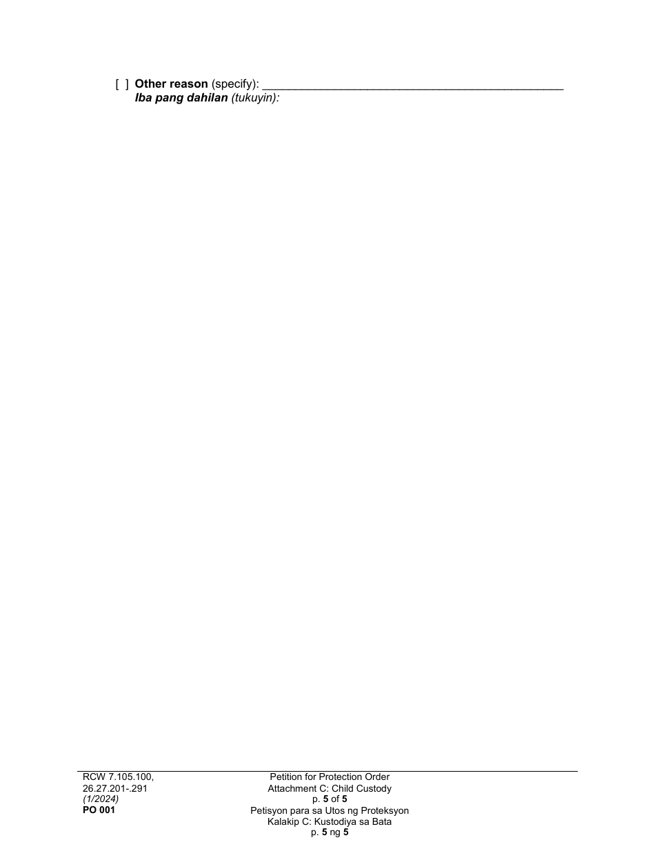 Form PO001 Petition for Protection Order - Washington (English / Tagalog), Page 38