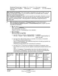 Form PO001 Petition for Protection Order - Washington (English/Tagalog), Page 3