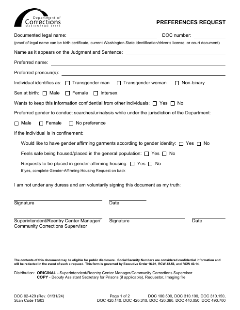 Form DOC02-420  Printable Pdf
