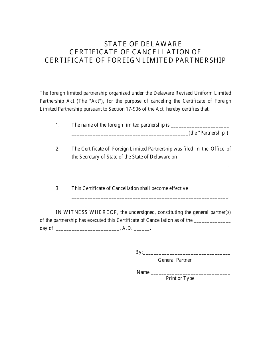 Certificate of Cancellation of Limited Partnership / Foreign Limited Partnership - Delaware, Page 4