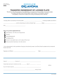 Document preview: Form 773-LP Transfer Ownership of License Plate - Oklahoma