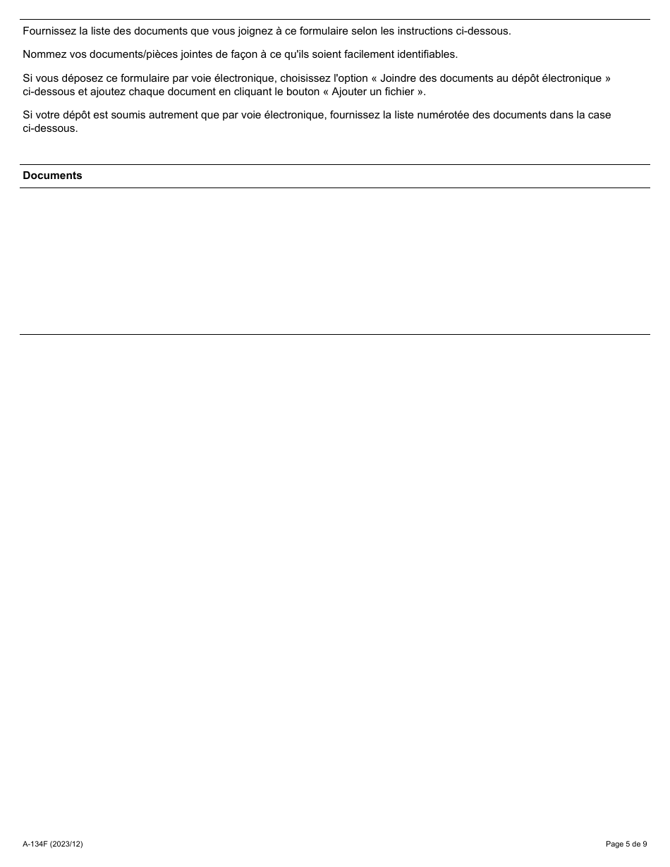 Forme A-134 Requete En Revision Dun Avis De Contravention - Ontario, Canada (French), Page 5