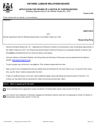 Document preview: Form A-134 Application for Review of a Notice of Contravention - Ontario, Canada