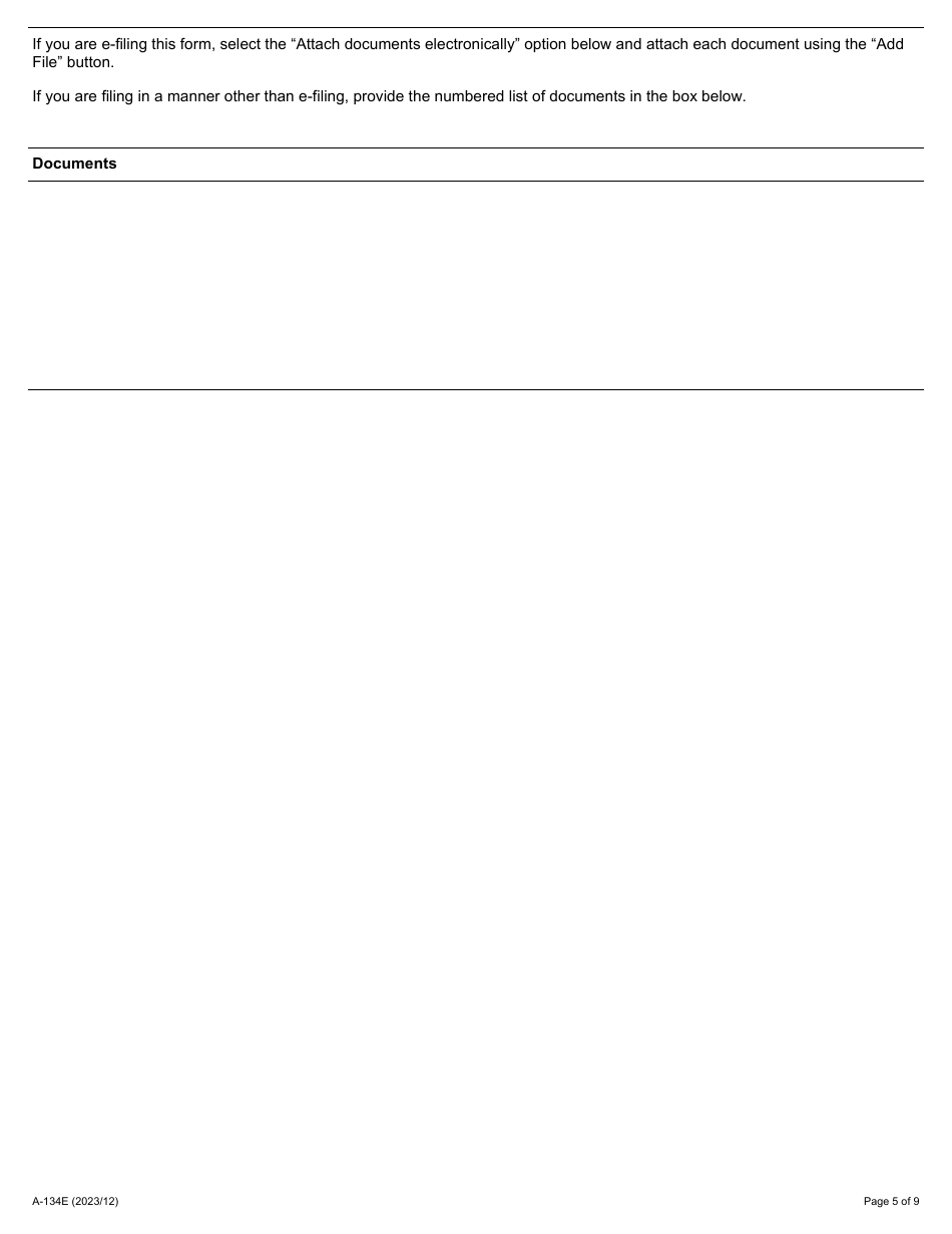 Form A-134 Application for Review of a Notice of Contravention - Ontario, Canada, Page 5