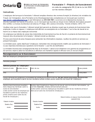 Document preview: Forme 1 (1552F) Preavis De Licenciement - Ontario, Canada (French)