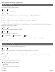Form 1973E Application for Employment - Employment Standards Officer - Ontario, Canada, Page 2