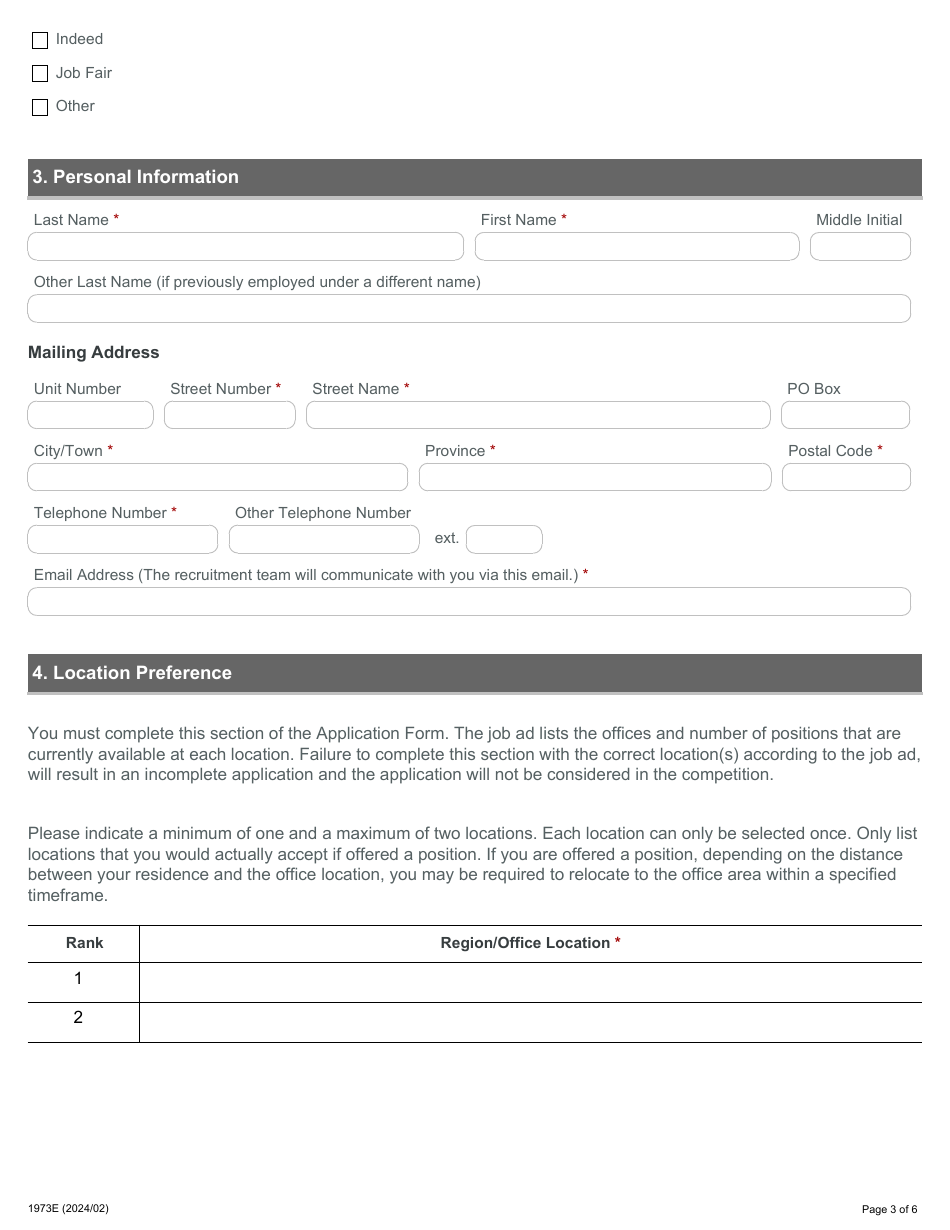 Form 1973E Application for Employment - Employment Standards Officer - Ontario, Canada, Page 3
