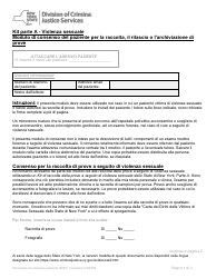 Part A Sexual Offense Evidence Collection Kit Patient Consent Form - New York (Italian)