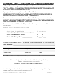 Part A Sexual Offense Evidence Collection Kit Patient Consent Form - New York (Italian), Page 2