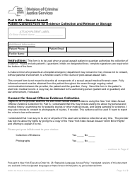 Part A Sexual Offense Evidence Collection Kit Patient Consent Form - New York