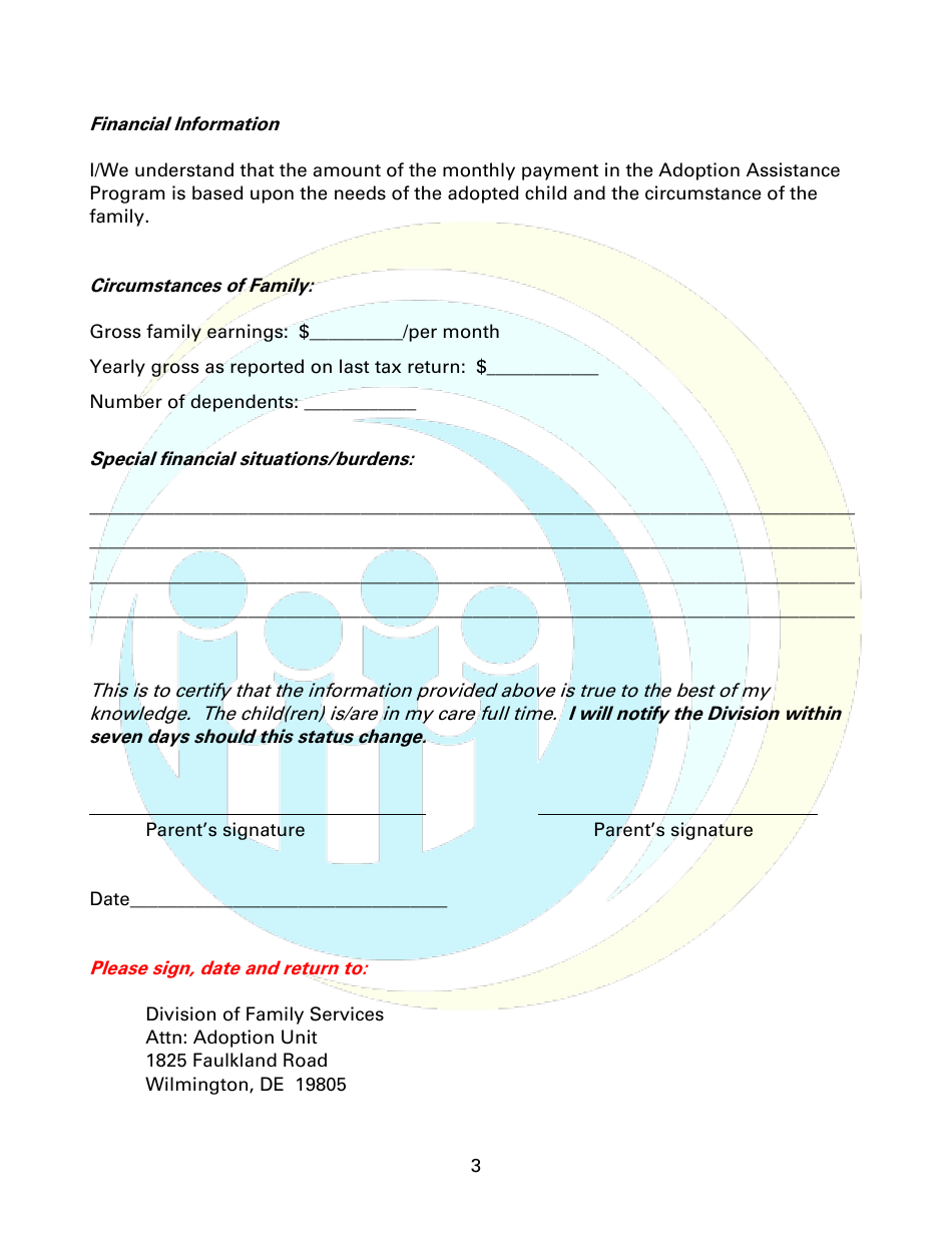 Annual Review for the Adoption Assistance Program - Delaware, Page 3