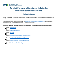Targeted Populations Diversity and Inclusion for Small Business Competitive Grants Application Packet - Minnesota