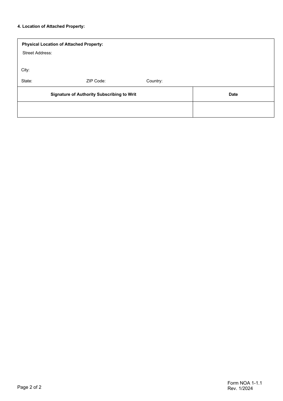 Form NOA1-1.1 - Fill Out, Sign Online and Download Fillable PDF ...