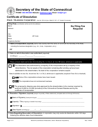 Document preview: Form BUS-019 Certificate of Dissolution - Stock/Business Corporation - Connecticut