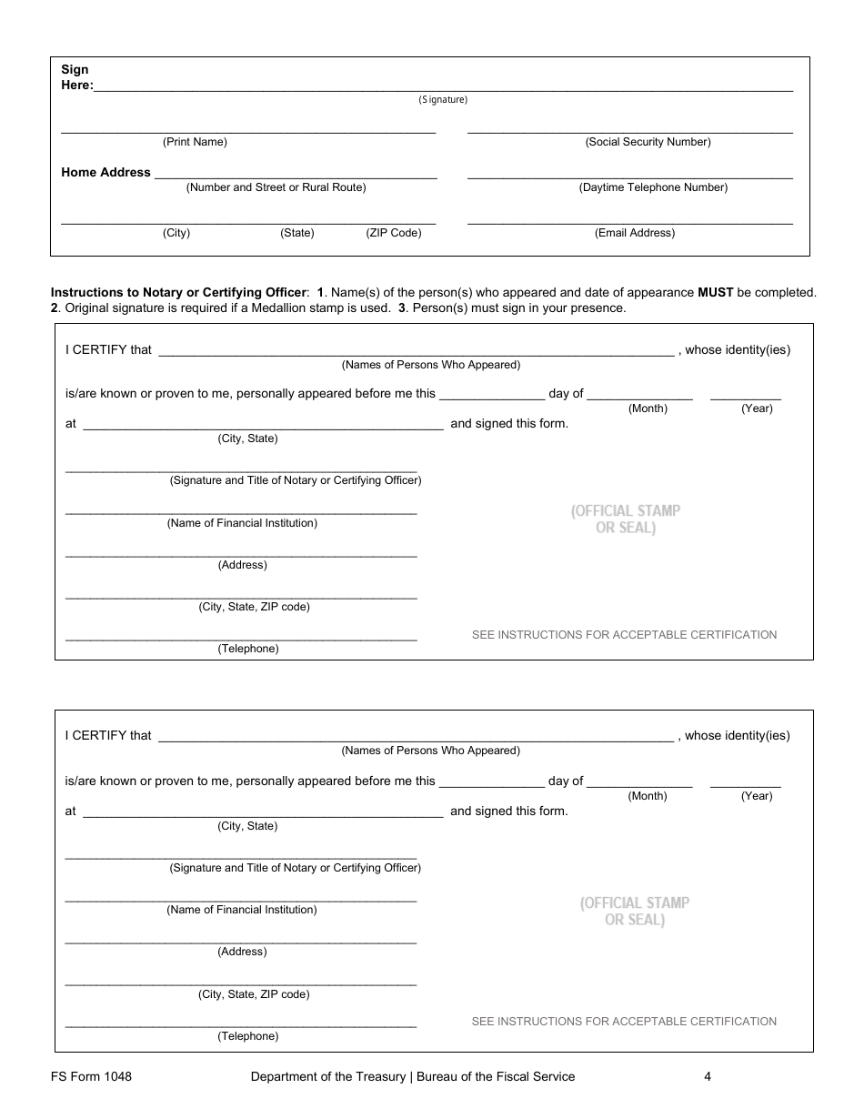 FS Form 1048 Download Fillable PDF or Fill Online Claim for Lost ...