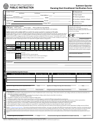 Form SPI1674 SUMMER Summer Quarter Running Start Enrollment Verification Form - Washington