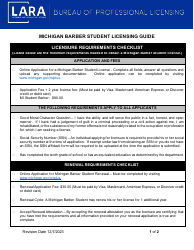 Michigan Barber Student Licensing Guide - Michigan