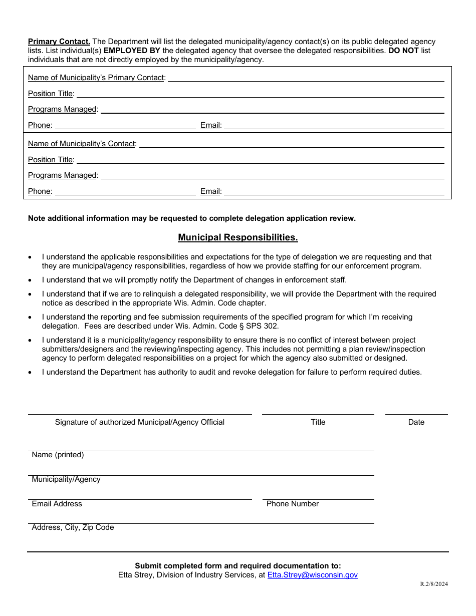 Request for Delegated Municipal Authority - Wisconsin, Page 11