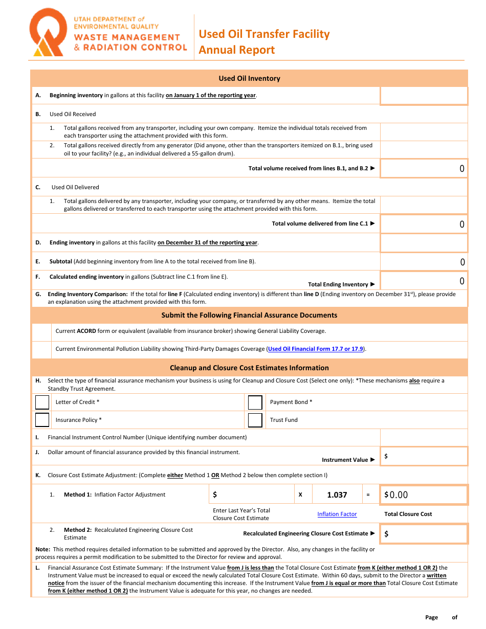 Used Oil Annual Report - Utah, Page 3