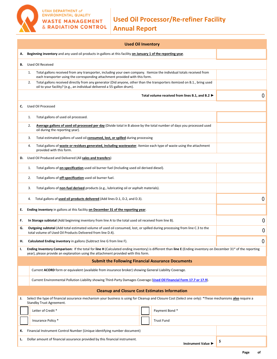 Used Oil Annual Report - Utah, Page 4