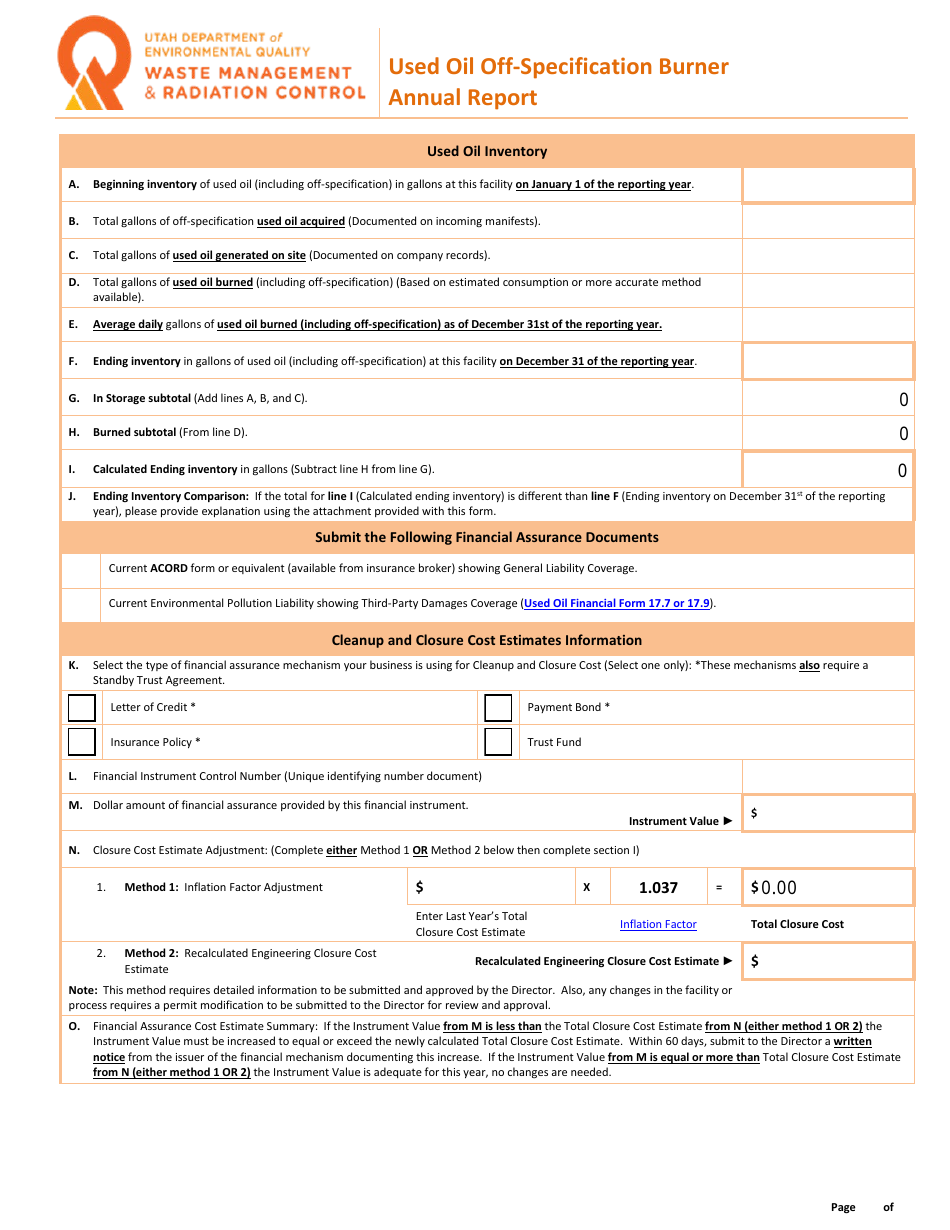 Used Oil Annual Report - Utah, Page 6