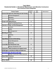 Prelicensure Course Approval Application and Notice Residential Builders and Residential Maintenance &amp; Alterations Contractors - Michigan, Page 7