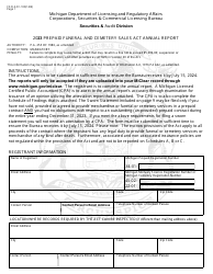 Document preview: Form CSCL/LFC-100 Prepaid Funeral and Cemetery Sales Act Annual Report - Michigan, 2023