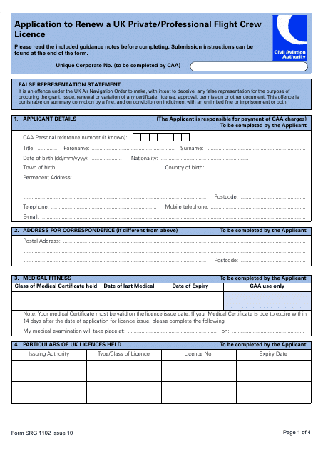 Form SRG1102  Printable Pdf